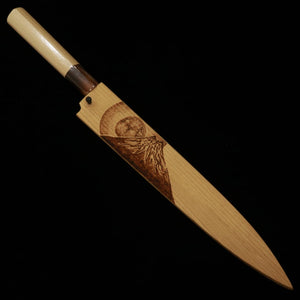 Yanagiba SUISIN Shirogami No. 2, with Pauwlonia Sheath - Mt. Fuji - (240mm)