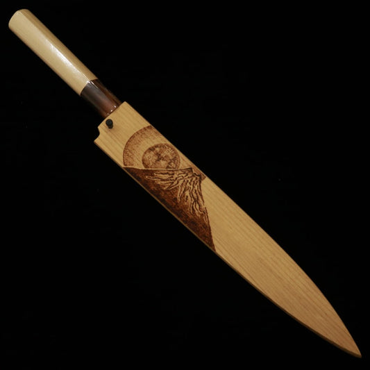 Yanagiba SUISIN Shirogami No. 2, with Pauwlonia Sheath - Mt. Fuji - (240mm)