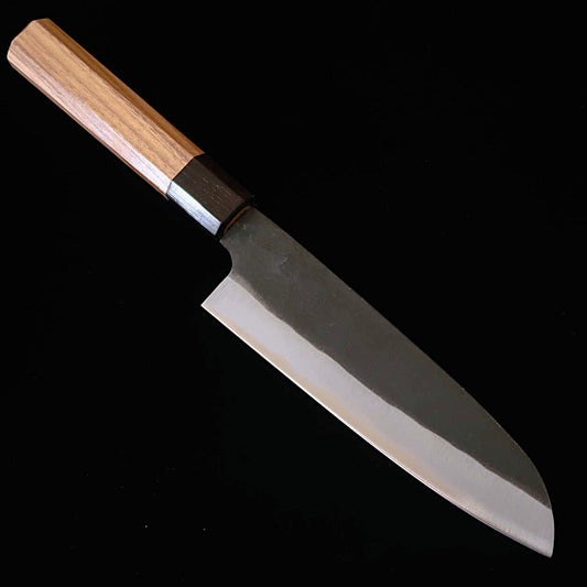 MIURA Santoku Blue steel No.1 Kurouchi Finish with Walnut Octagonal Handle (165mm)