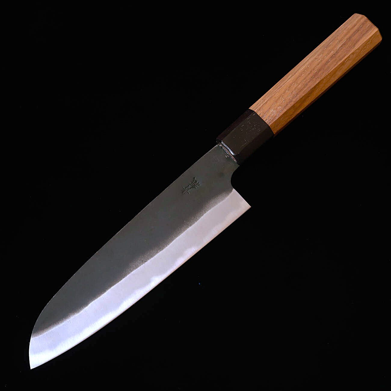 MIURA Santoku Blue steel No.1 Kurouchi Finish with Walnut Octagonal Handle (165mm)