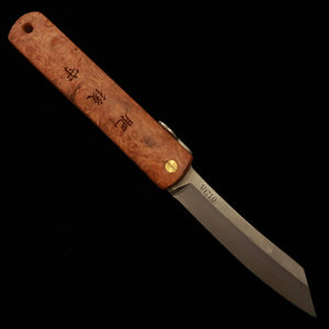 KANEKOMA Nagao Kanekoma – série Woody, Higonokami VG10, âme inox, manche en loupe de karin (70 mm)