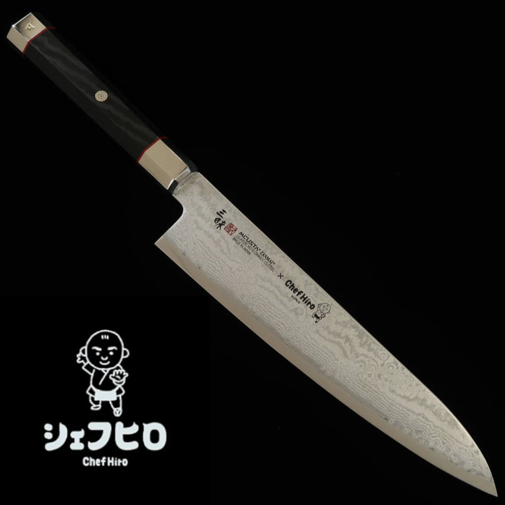 Gyuto [Chef Hiro ✖ MCUSTA Zanmai] Especial Splash Damasco VG10 Mango de micarta de lino (210mm)
