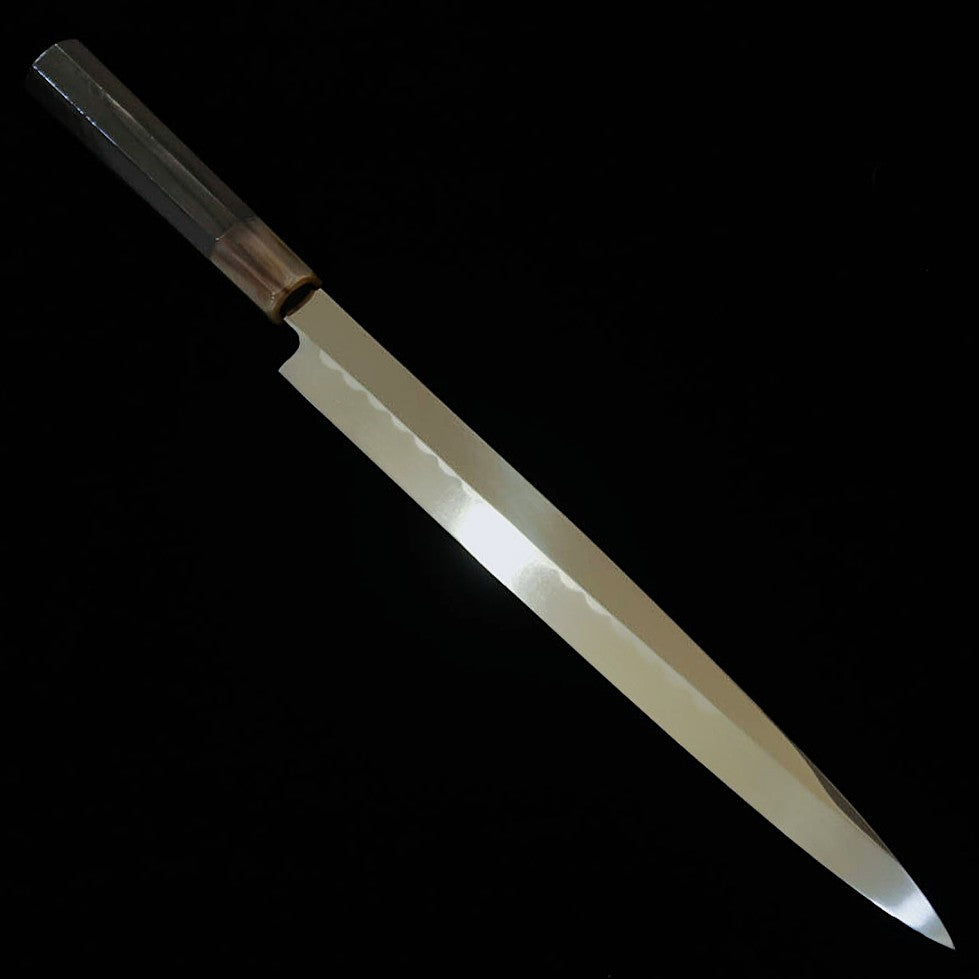 Suisin by Yoshikazu Ikeda Aogami No. 2, Honyaki, Fuguhiki, with Black ebony octagonal handle and Paulownia sheath (270mm)
