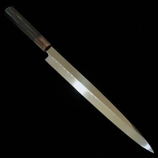 Suisin by Yoshikazu Ikeda Aogami No. 2, Honyaki, Fuguhiki, with Black ebony octagonal handle and Paulownia sheath (270mm)