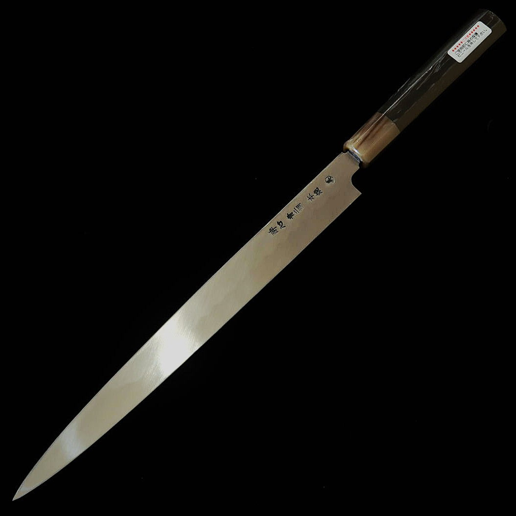 Suisin by Yoshikazu Ikeda Aogami No. 2, Honyaki, Fuguhiki, with Black ebony octagonal handle and Paulownia sheath (270mm)