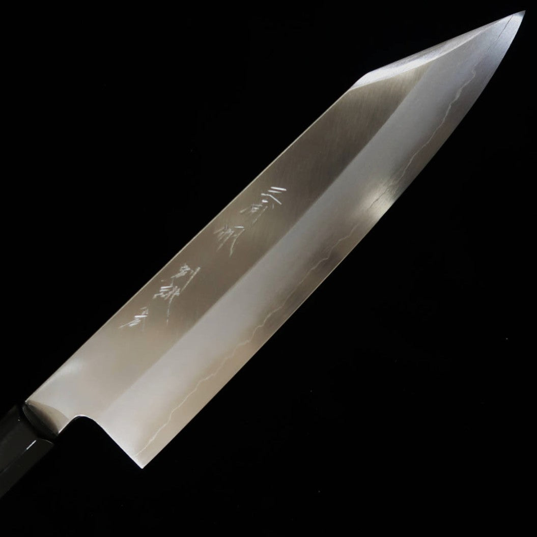 Chef Hiro × Miura Miura Kai Modelo Especial "Hiro" Gyuto K-tip largo Gin-san Kasumi Anel de chifre de búfalo preto com prata, cabo octogonal de ébano 8 sun (240mm)