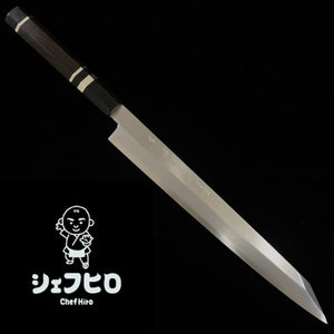 [Chef Hiro x MIURA] Obidama Custom-made Kiritsuke Yanagiba "Hiro", Ginsan steel, Kasumi finish with Ebony Octagonal Handle (270 mm)