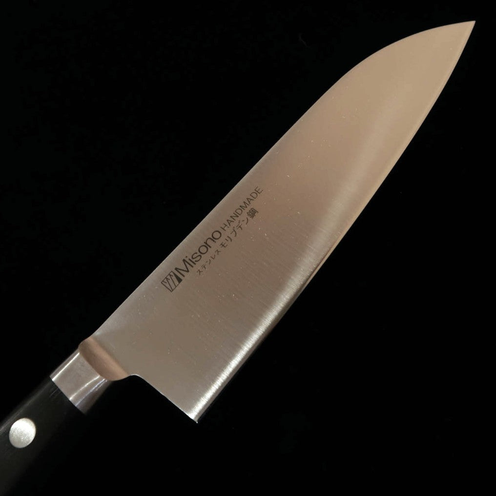 MISONO santoku médio molibdênio cabo de laminado preto No.583 (160 mm)