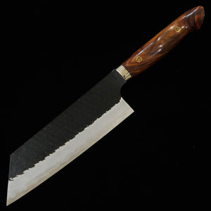 Nigara Forge Kiritsuke Nakiri SG2 Finition Noire Martelée Manche en bois de fer (180 mm)