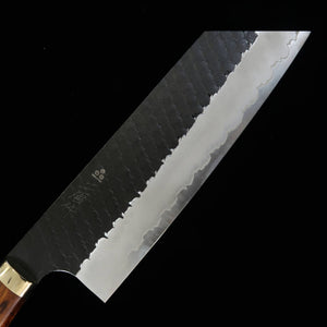 Nigara Forge Kiritsuke Nakiri SG2 Finition Noire Martelée Manche en bois de fer (180 mm)