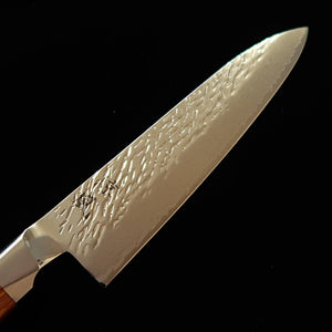 Suzukaze – Petty en acier rapide fritté, martelé damas, manche en stratifié renforcé (150 mm)