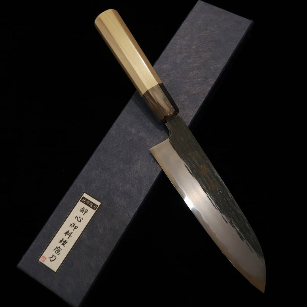SUISIN Suisin Togashi Kenji-saku forja negra Shirogami No.2 santoku (180 mm)