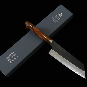 Nigara Forge Kiritsuke Nakiri SG2 Finition Noire Martelée Manche en bois de fer (180 mm)