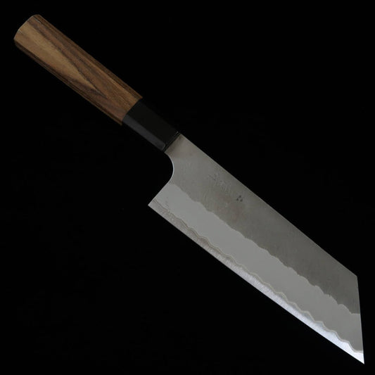 NIGARA Kiritsuke Nakiri Super Blue steel Black finish Teak Handle (170mm)