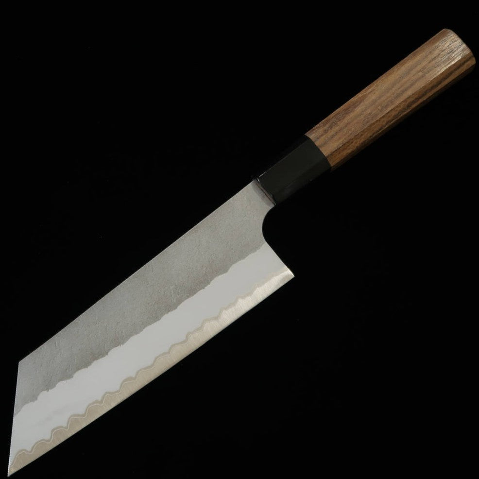 Forge Nigara Hamono NIGARA Nakiri Kiritsuke Aogami Super, finition kuro-uchi, manche octogonal en teck (170 mm)