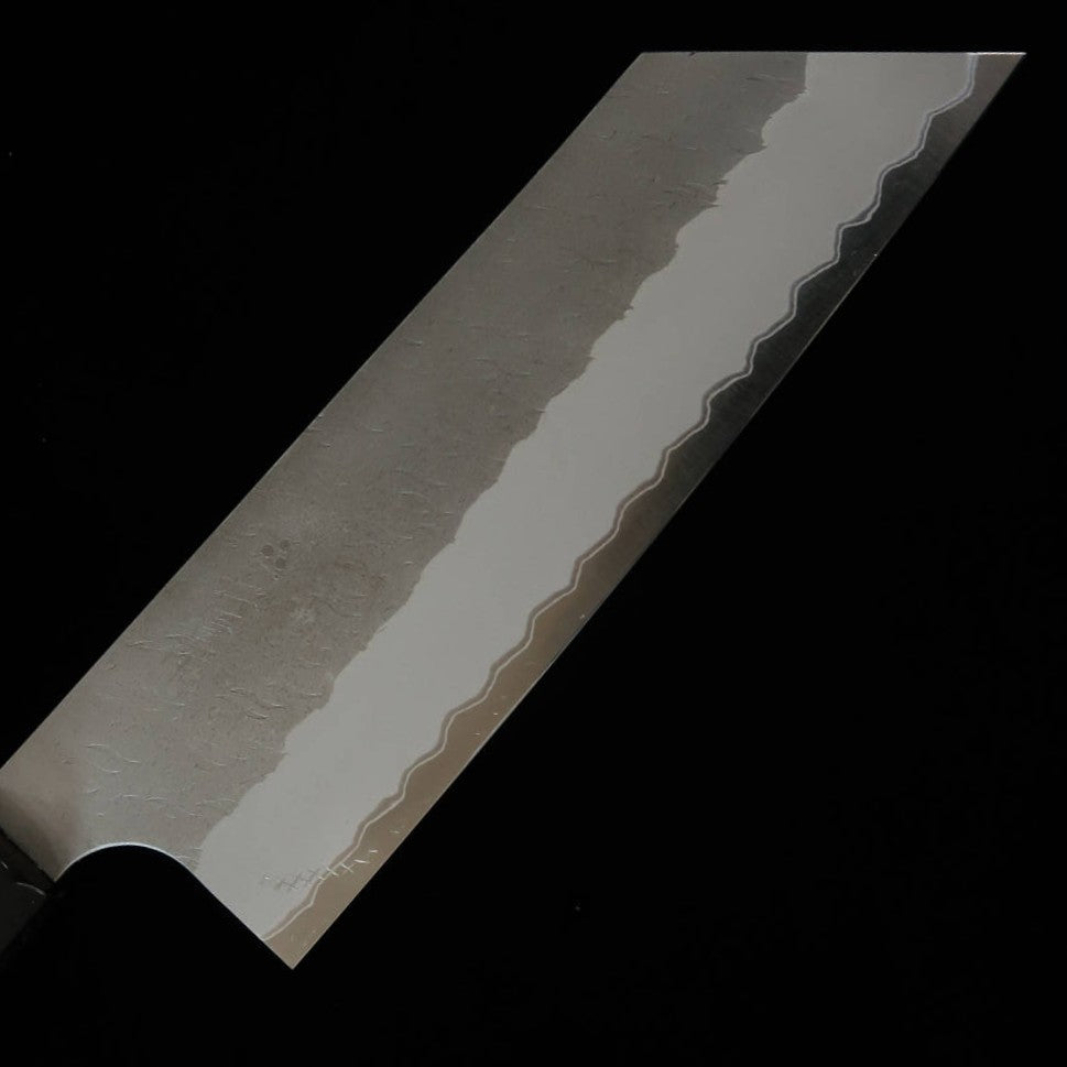 Forge Nigara Hamono NIGARA Nakiri Kiritsuke Aogami Super, finition kuro-uchi, manche octogonal en teck (170 mm)
