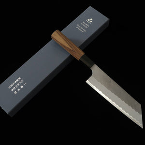 Forge Nigara Hamono NIGARA Nakiri Kiritsuke Aogami Super, finition kuro-uchi, manche octogonal en teck (170 mm)