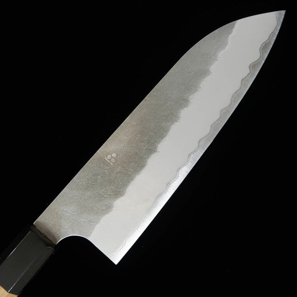 Santoku NIGARA, aogami super, acabado negro, mango octogonal de teca (180 mm)