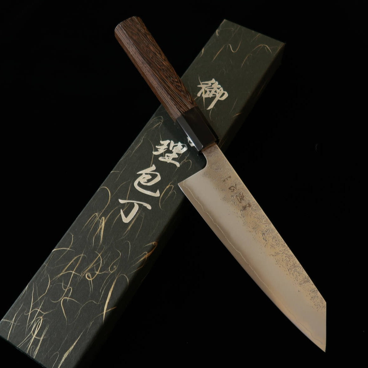 Hatsukokoro Ginrei Ginsan Nashiji Kiritsuke Santoku Wenge Handle (175mm)