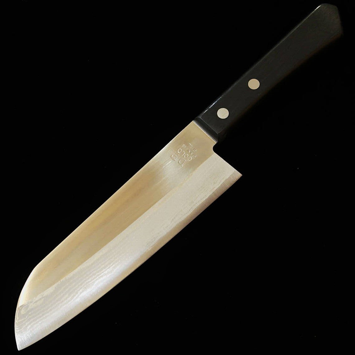 MIURA – Santoku, Acier DP Gold, Damas, Manche en bois composite noir (170 mm)