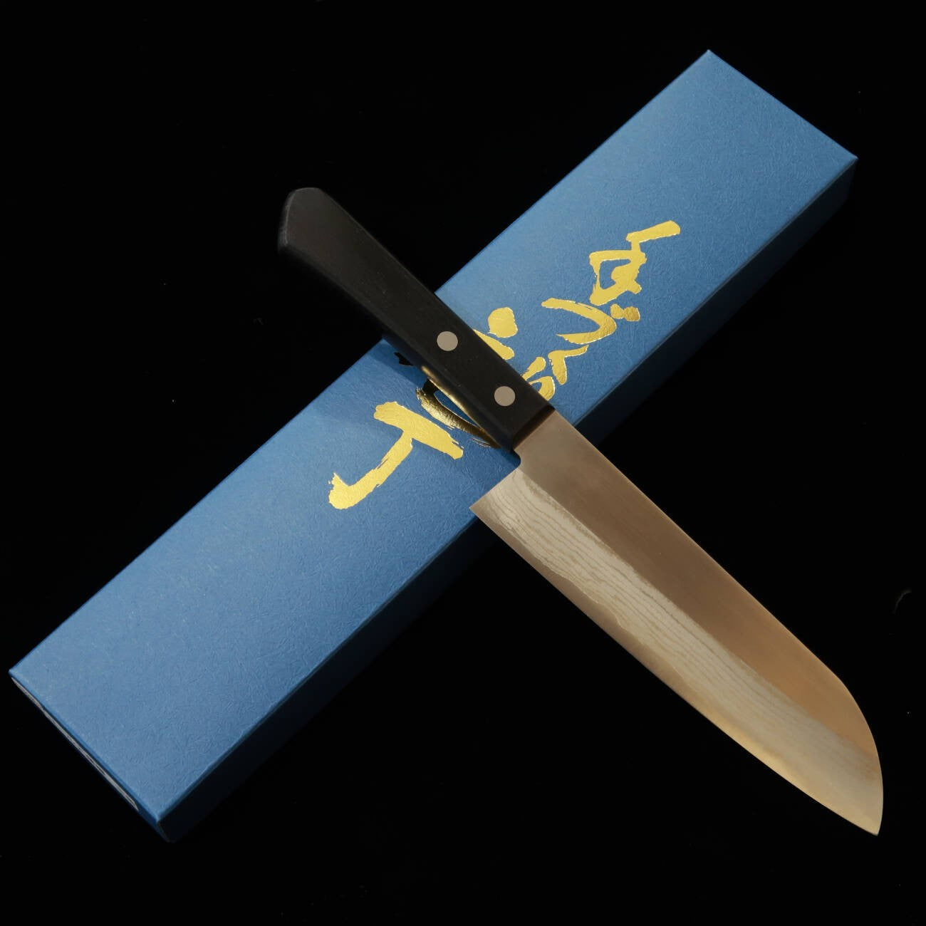 MIURA – Santoku, Acier DP Gold, Damas, Manche en bois composite noir (170 mm)