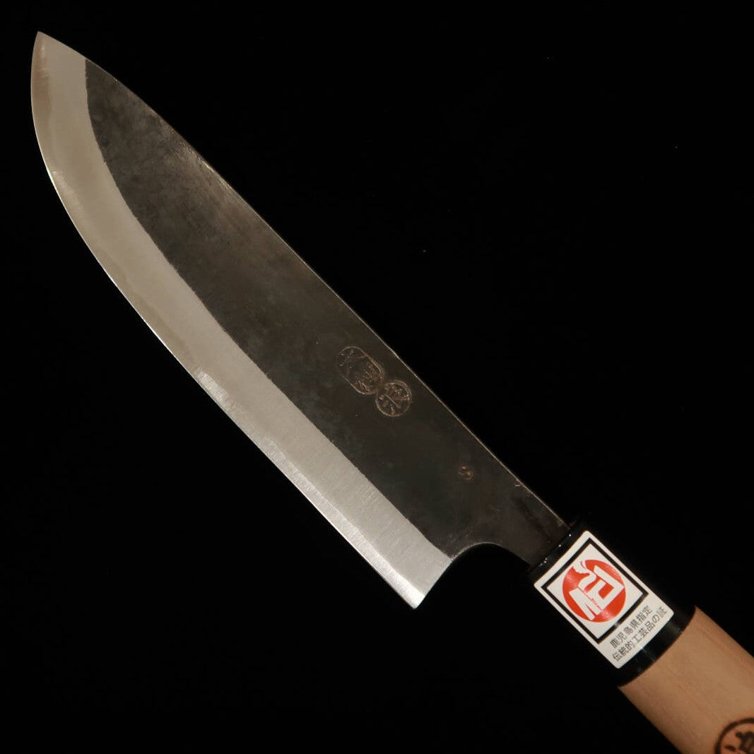 IKENAMI HAMONO, acier blanc n°1, noyau inox, manche en cerisier, couteau Naginata (180mm)