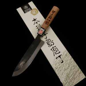 IKENAMI HAMONO, acier blanc n°1, noyau inox, manche en cerisier, couteau Naginata (180mm)