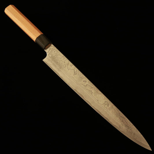 Sujihiki Yuta Katayama Inox VG10 Acabamento Níquel Damasco cabo Keyaki Octogonal (240/270mm)