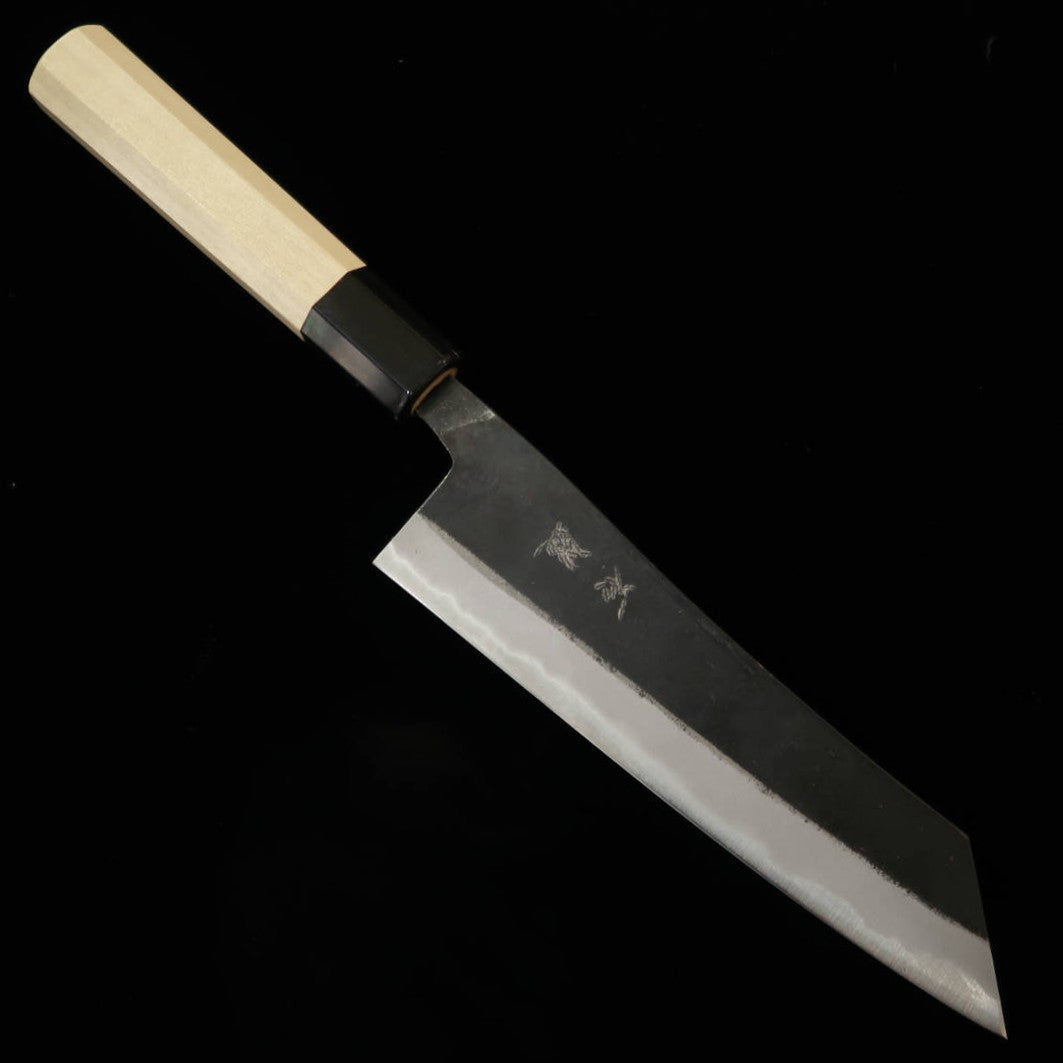 ISHIDUCHI 石鎚 bunka acero azul, acabado negro, mango octogonal de magnolia (180 mm)