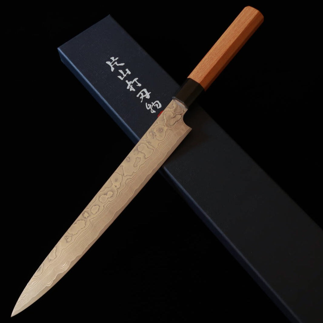 Sujihiki YUTA KATAYAMA VG10 damasco, mango octogonal de olmo (240/270 mm)
