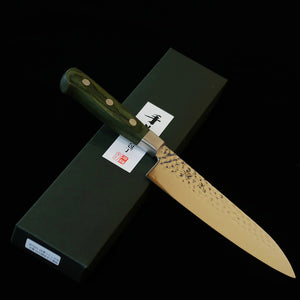 石鎚ISHIDUCHI 三徳 VG10 鎚目 67層ダマスカス 緑ハンドル（180ｍｍ）