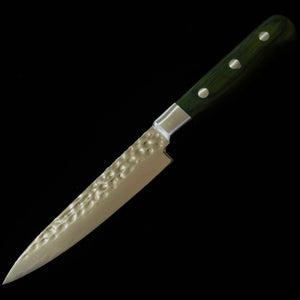 Ishiduchi ISHIDUCHI petty VG10, acabado martillado, damasco de 67 capas, mango verde (135 mm)