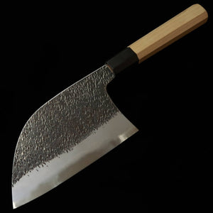 Miyazaki Kajiya MIYAZAKI KAJIYA Aço Azul Super Núcleo de aço macio forjado Tsuchime Bunka larga Cabo octogonal de magnólia (150 mm)