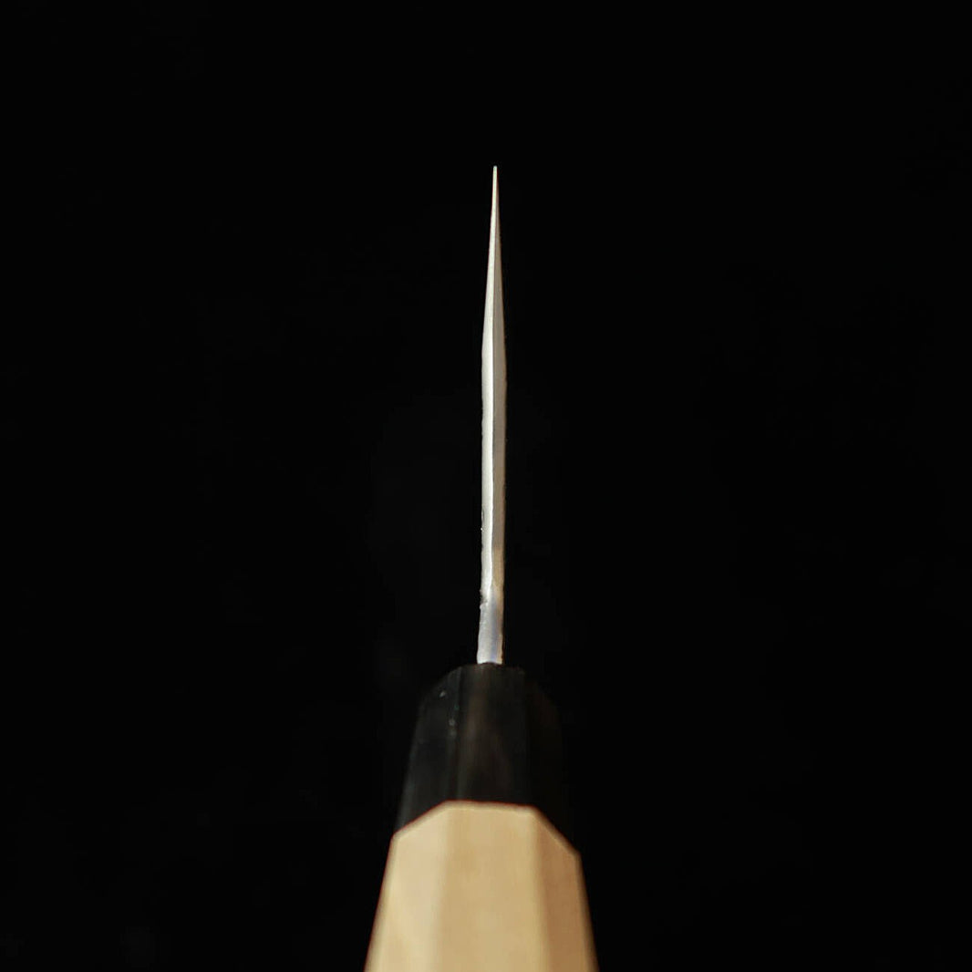 MIYAZAKI KAJIYA – acier Blue Super, san-mai fer doux, martelé, large couteau bunka, manche octogonal en magnolia (150 mm)