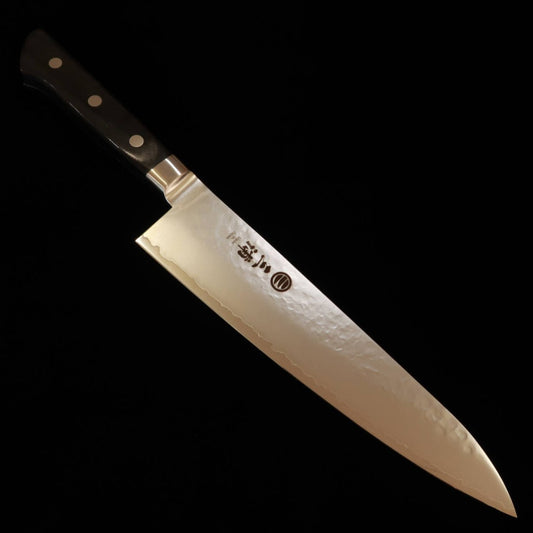 Miura Chef's Knife, VG10 Gold, Hammered, Black Plywood Handle (210mm)