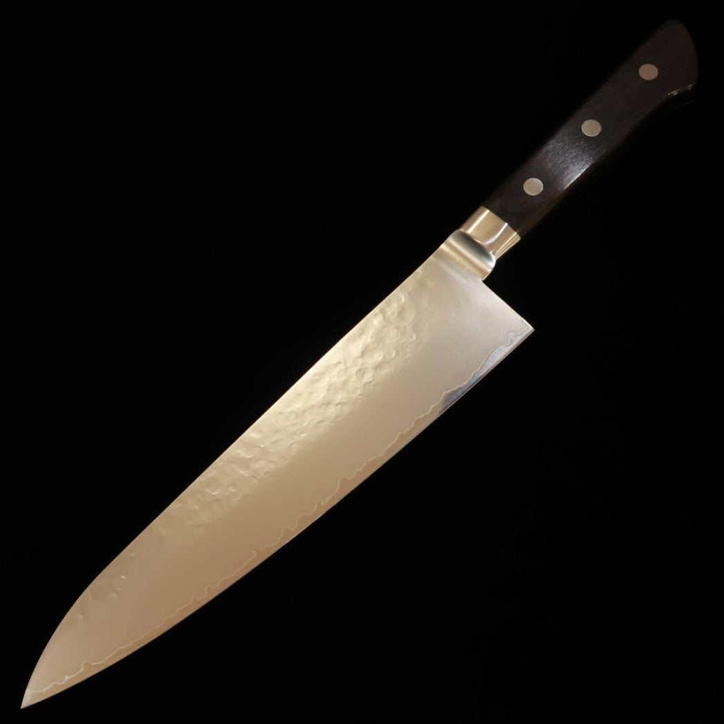 Miura Chef's Knife, VG10 Gold, Hammered, Black Plywood Handle (210mm)