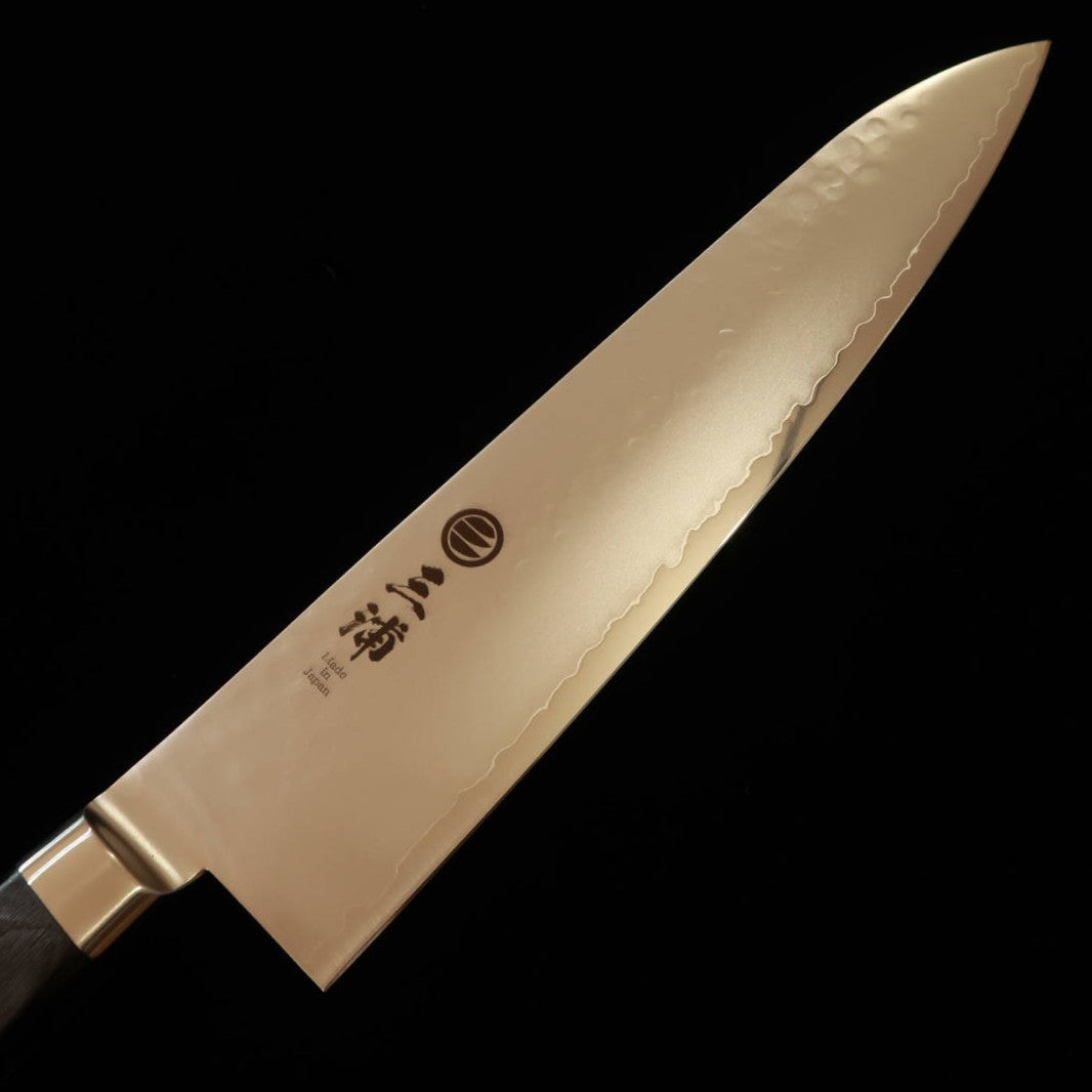 Miura Chef's Knife, VG10 Gold, Hammered, Black Plywood Handle (210mm)