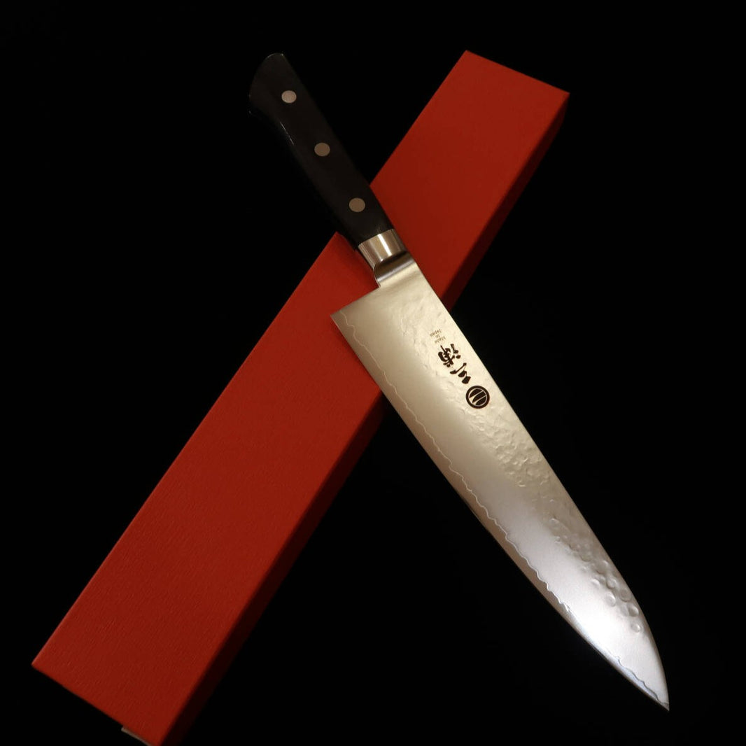Miura MIURA Gyuto VG10 Or, martelé, manche en contreplaqué noir (210 mm)