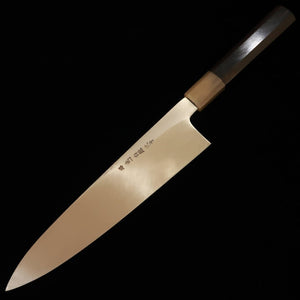 MIURA Itadaki – Gyuto à simple biseau par Yoshikazu Tanaka, acier Shirogami n°2, finition miroir, manche octogonal en ébène (210/240 mm)