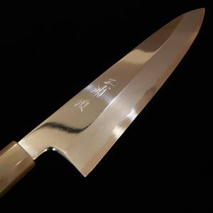 MIURA Itadaki – Gyuto à simple biseau par Yoshikazu Tanaka, acier Shirogami n°2, finition miroir, manche octogonal en ébène (210/240 mm)