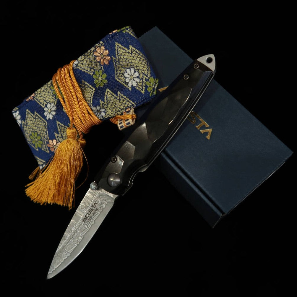 Mcusta Shinra Emotion Series martelada Damasco, cabo black pakkawood VG-10 MC-0079DP (71mm)