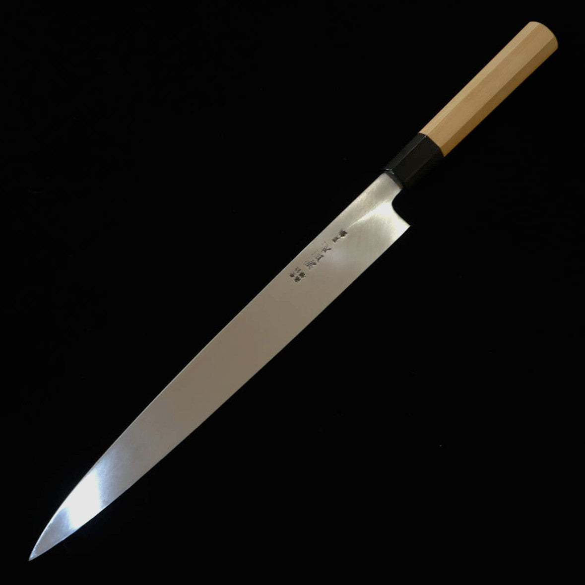 Mizuno Forgeworks Yanagiba Blade, Blue Steel No. 2, Kasumi finish with an Octagonal Magnolia Handle (170/300mm)