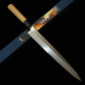 Mizuno Forgeworks Yanagiba Blade, Blue Steel No. 2, Kasumi finish with an Octagonal Magnolia Handle (170/300mm)