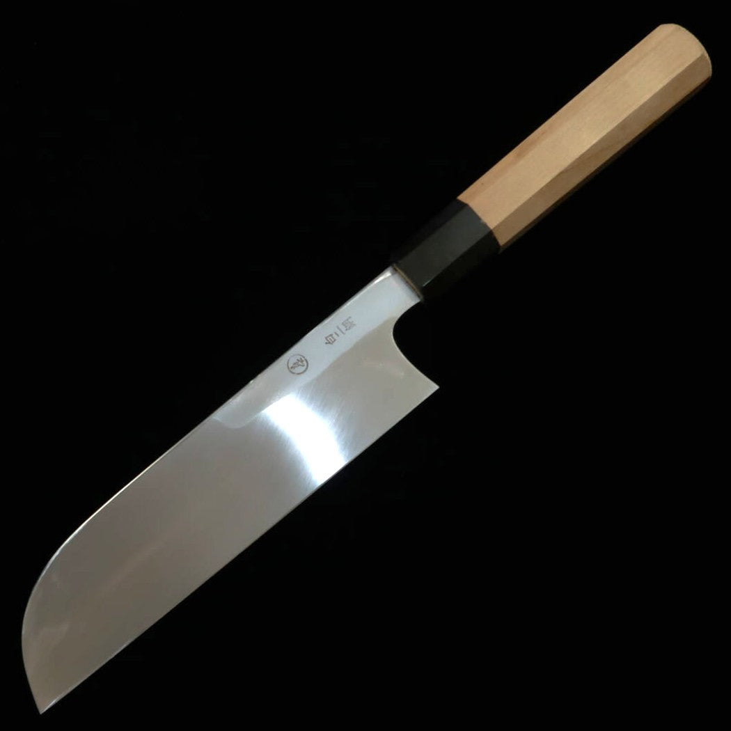 TADOKORO HAMONO Makoto Original mirror-finished Shirogami No. 2 sickle shaped Usuba and octagonal magnolia handle (195mm)