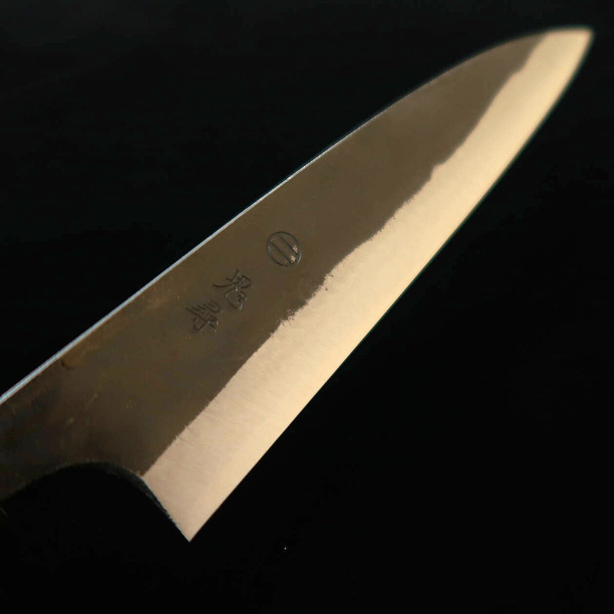 MIURA Onijin yanagiba aço Shirogami #1 cabo de laminado preto com cerejeira (150 mm)