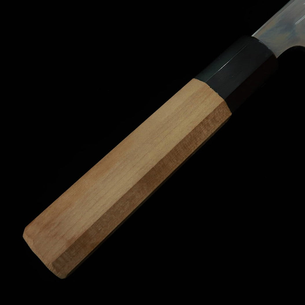 TADOKORO HAMONO Makoto Original mirror-finished Shirogami No. 2 sickle shaped Usuba and octagonal magnolia handle (195mm)