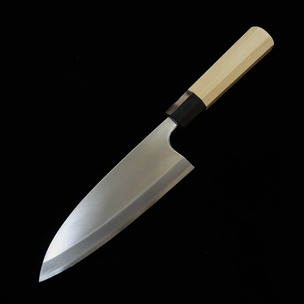 三浦MIURA 出刃 左利き用 銀紙三号 木砥仕上げ 朴八角柄（165/180mm）
