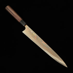 Takeshi Saji, Blue Steel No. 2, Colored Damascus Petty with Rosewood Octagonal Handle (240/270mm)