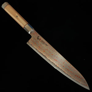 MCUSTA ZANMAI Ultimate 3 White Phoenix Gyuto, V-Toku2 Colored Damascus - Hinoki Handle (210mm)