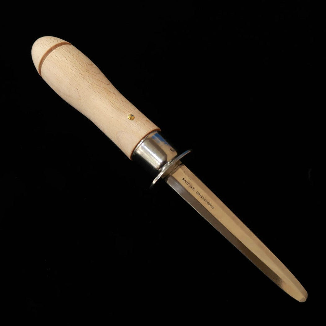 Couteau à huîtres, acier inoxydable, manche en bois (65/95 mm).